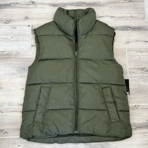 1826 Sport Olive Green Sleeveless Zipper Puffer Vest